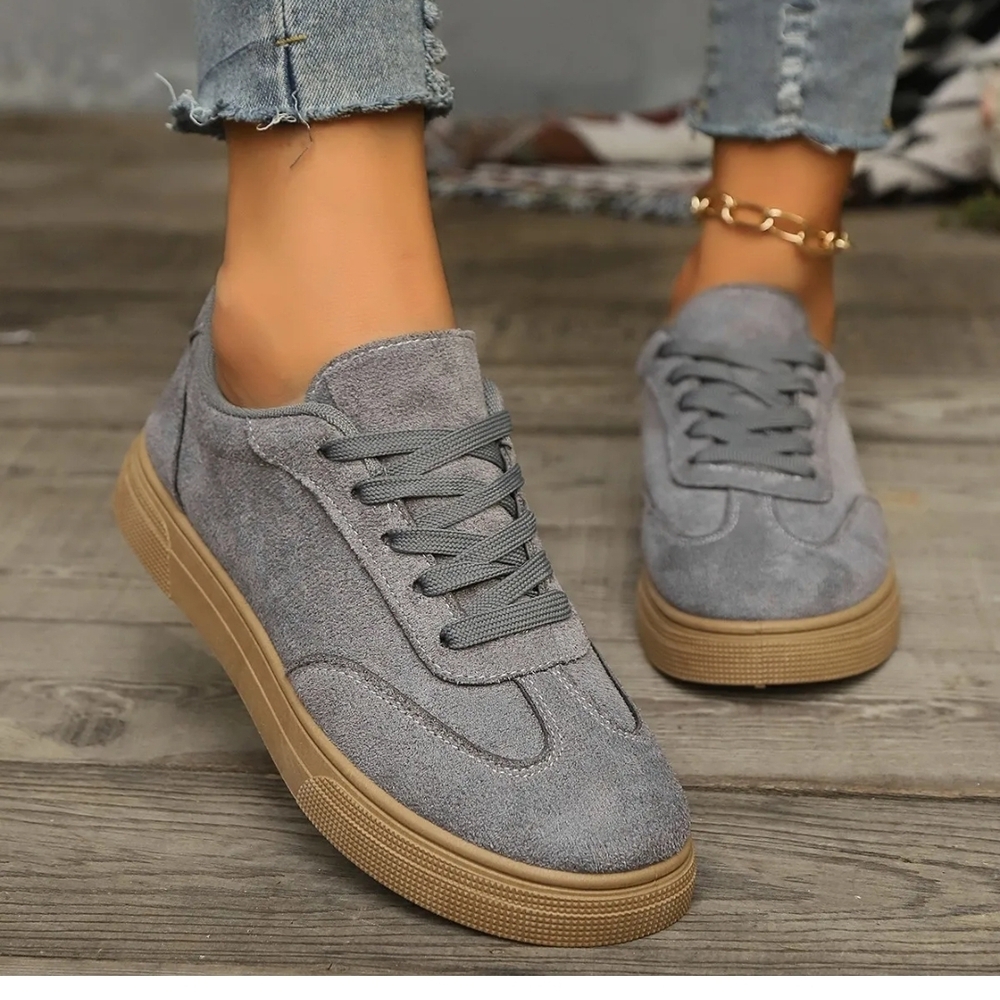 Gray Suede Women's Sneakers